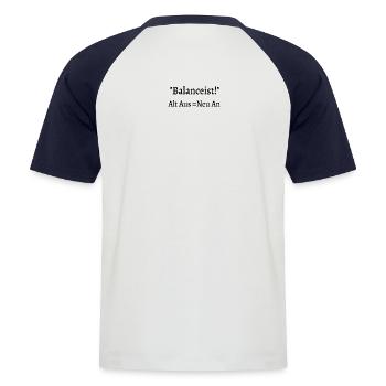 Balancist #1Neu 4 sw - Männer Baseball-T-Shirt - Weiß/Navy - Hinten - Nik (191cm)