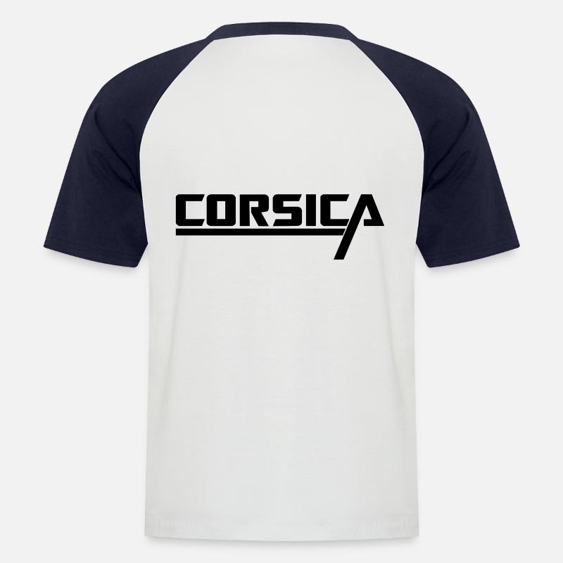 Korsika - Männer Baseball-T-Shirt - Weiß/Navy