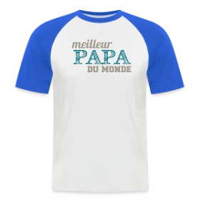 Maquette de T-shirt baseball manches courtes Homme « T-shirt Le Meilleur Papa du Monde - Cadeau Fête des Pères Original » à imprimer et personnaliser