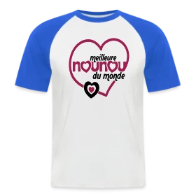 Maquette de T-shirt baseball manches courtes Homme « Meilleure Nounou du Monde » à imprimer et personnaliser