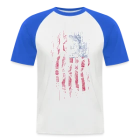 Maquette de T-shirt baseball manches courtes Homme « Drapeau Spatial » à imprimer et personnaliser