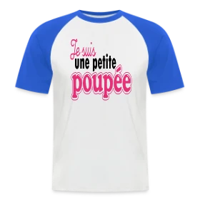 Maquette de T-shirt baseball manches courtes Homme « Ma Petite Poupée » à imprimer et personnaliser