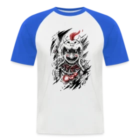 Maquette de T-shirt baseball manches courtes Homme - Guerrier Crâne Sauvage à imprimer et personnaliser