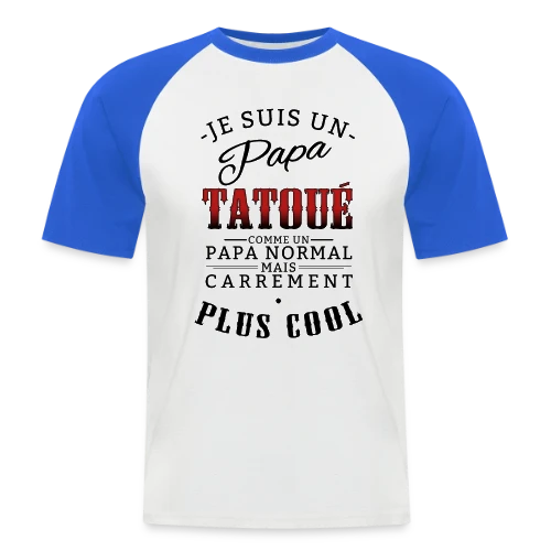 Papa Tatoué & Cool - T-shirt baseball manches courtes Homme