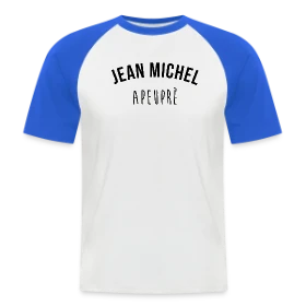 Maquette de T-shirt baseball manches courtes Homme « Jean-Michel À Peu Près : L'Expert de l'Approximation » à imprimer et personnaliser