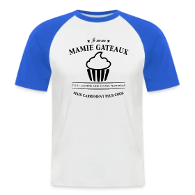 Maquette de T-shirt baseball manches courtes Homme « Mamie Gâteaux d'Amour » à imprimer et personnaliser