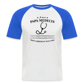 Maquette de T-shirt baseball manches courtes Homme « T-shirt Papa Médecin Héroïque » à imprimer et personnaliser
