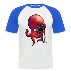 Maquette de T-shirt baseball manches courtes Homme - Poulparazzi - Le paparazzi des fonds marins à imprimer et personnaliser