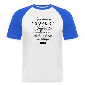 Maquette de T-shirt baseball manches courtes Homme « Super Infirmière : Ma Vocation, Ma Fierté » à imprimer et personnaliser