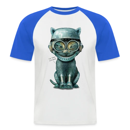Chat Malin : Curiosité Féline - T-shirt baseball manches courtes Homme