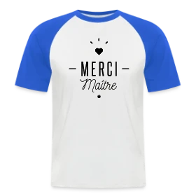 Maquette de T-shirt baseball manches courtes Homme « Merci Maître : Le Cadeau Idéal pour Profs » à imprimer et personnaliser
