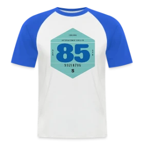 Maquette de T-shirt baseball manches courtes Homme « Vignette Rétro Automobile France 1985 » à imprimer et personnaliser