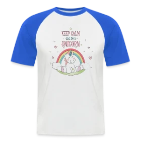 Maquette de T-shirt baseball manches courtes Homme « Licorne Arc-en-ciel » à imprimer et personnaliser