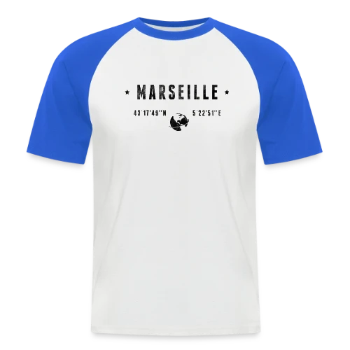 Marseille Coordonnées Globe - T-shirt baseball manches courtes Homme