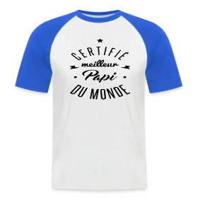 Maquette de T-shirt baseball manches courtes Homme « Le T-shirt "Meilleur Papi Certifié" » à imprimer et personnaliser