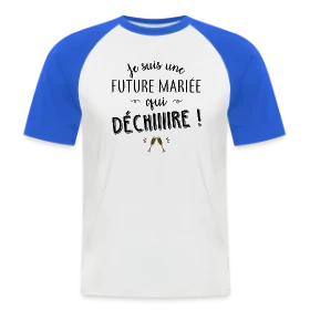 Maquette de T-shirt baseball manches courtes Homme « Future Mariée Qui Dépote » à imprimer et personnaliser