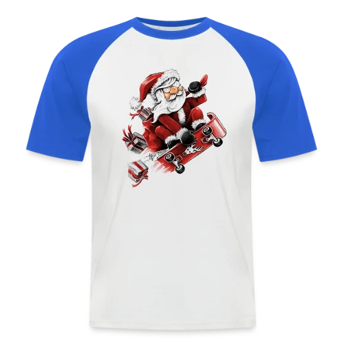 Père Noël Skateur Fou - T-shirt baseball manches courtes Homme
