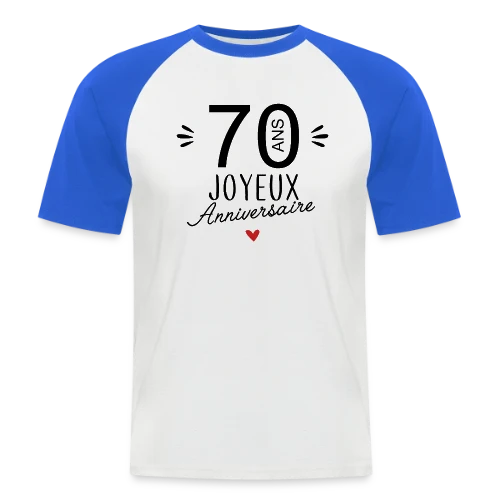 T-Shirt Anniversaire 70 Ans : L'Âge d'Or Célébré - T-shirt baseball manches courtes Homme