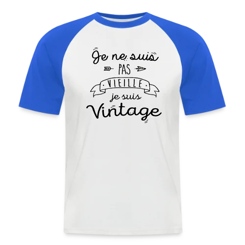Je suis vintage, pas vieille - T-shirt baseball manches courtes Homme