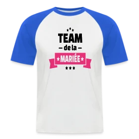 Maquette de T-shirt baseball manches courtes Homme « Team de la Mariée : EVJF Inoubliable entre Amies » à imprimer et personnaliser