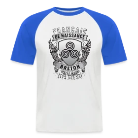 Maquette de T-shirt baseball manches courtes Homme « Breton par la Grâce de Dieu » à imprimer et personnaliser