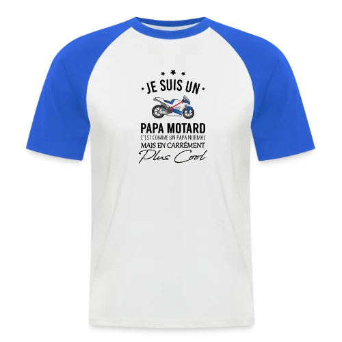 Super Papa Motard - T-shirt baseball manches courtes Homme
