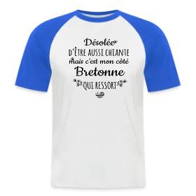 Maquette de T-shirt baseball manches courtes Homme « Mon Côté Bretonne : Fierté et Caractère Bien Trempé » à imprimer et personnaliser