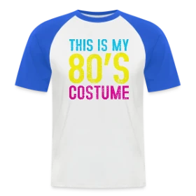 Maquette de T-shirt baseball manches courtes Homme « Mon Costume Années 80 » à imprimer et personnaliser