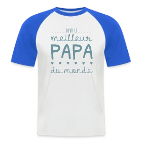 Maquette de T-shirt baseball manches courtes Homme « Pour le Meilleur Papa du Monde - avec Cœurs et Amour » à imprimer et personnaliser