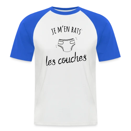 T-shirt Humour "Je M'en Bats Les Couches" - Idée Cadeau Drôle - T-shirt baseball manches courtes Homme
