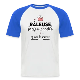 Maquette de T-shirt baseball manches courtes Homme « T-shirt Râleuse Professionnelle » à imprimer et personnaliser
