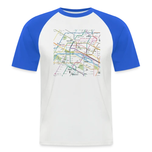 Plan Métro Parisien - T-shirt baseball manches courtes Homme