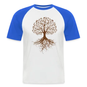 Maquette de T-shirt baseball manches courtes Homme « Arbre de Vie Racines Profondes » à imprimer et personnaliser