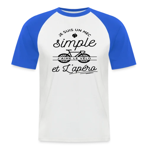 T-shirt "Mec Simple, Vélo & Apéro" - T-shirt baseball manches courtes Homme