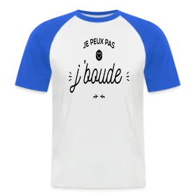 Maquette de T-shirt baseball manches courtes Homme « T-shirt "Je Peux Pas, Je Boude" Humour » à imprimer et personnaliser