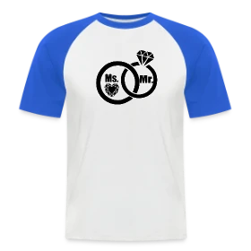Maquette de T-shirt baseball manches courtes Homme « Célébration Mariage » à imprimer et personnaliser