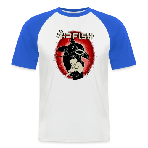 Amitié Insolite : Chat & Poisson-Chat - T-shirt baseball manches courtes Homme