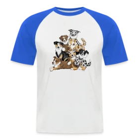 Maquette de T-shirt baseball manches courtes Homme « Berger Australien Rigolo : Le Chaos Adorable » à imprimer et personnaliser