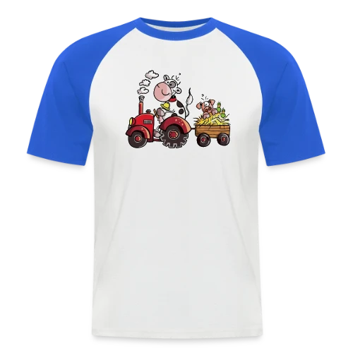 La Vache au Volant, le Cochon à Bord - T-shirt Agricole Fun - T-shirt baseball manches courtes Homme