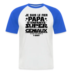 Maquette de T-shirt baseball manches courtes Homme « T-shirt Fier Papa d'Enfants Géniaux » à imprimer et personnaliser