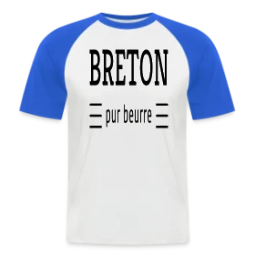 Maquette de T-shirt baseball manches courtes Homme « Breton Pur Beurre » à imprimer et personnaliser