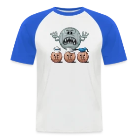 Maquette de T-shirt baseball manches courtes Homme « Les 3 petits cochons » à imprimer et personnaliser