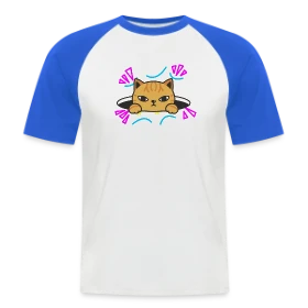 Maquette de T-shirt baseball manches courtes Homme « Chat Mignon Néon 90s » à imprimer et personnaliser