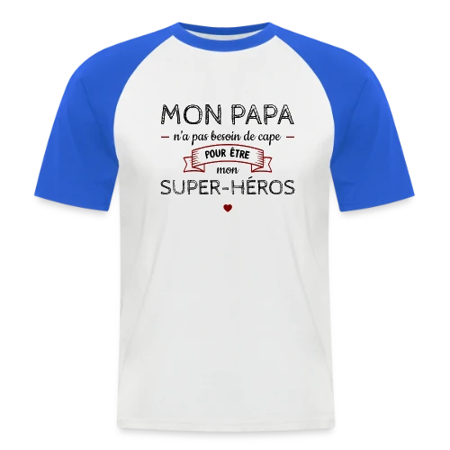 Mon Papa, Mon Super-Héros Sans Cape - T-shirt baseball manches courtes Homme
