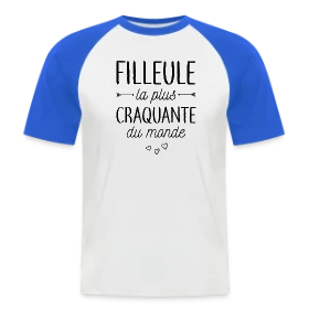 Maquette de T-shirt baseball manches courtes Homme - Ma Filleule la Plus Craquante à imprimer et personnaliser