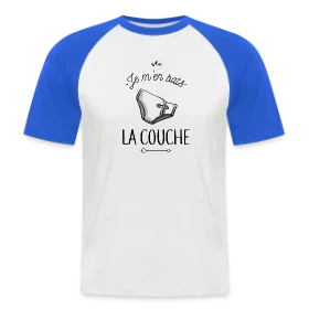 Maquette de T-shirt baseball manches courtes Homme « Je m'en Bats la Couche : Humour & Décontraction » à imprimer et personnaliser