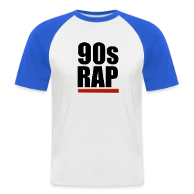 Maquette de T-shirt baseball manches courtes Homme « Rap Années 90 Style » à imprimer et personnaliser