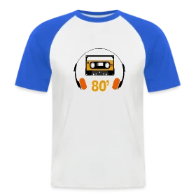 Maquette de T-shirt baseball manches courtes Homme « Cassette Années 80 » à imprimer et personnaliser