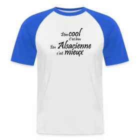 Maquette de T-shirt baseball manches courtes Homme « Fière d'être Alsacienne » à imprimer et personnaliser