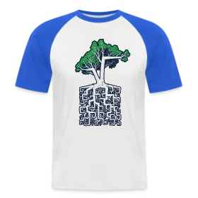 Maquette de T-shirt baseball manches courtes Homme « Racine Carrée : Quand la Nature Calcule » à imprimer et personnaliser